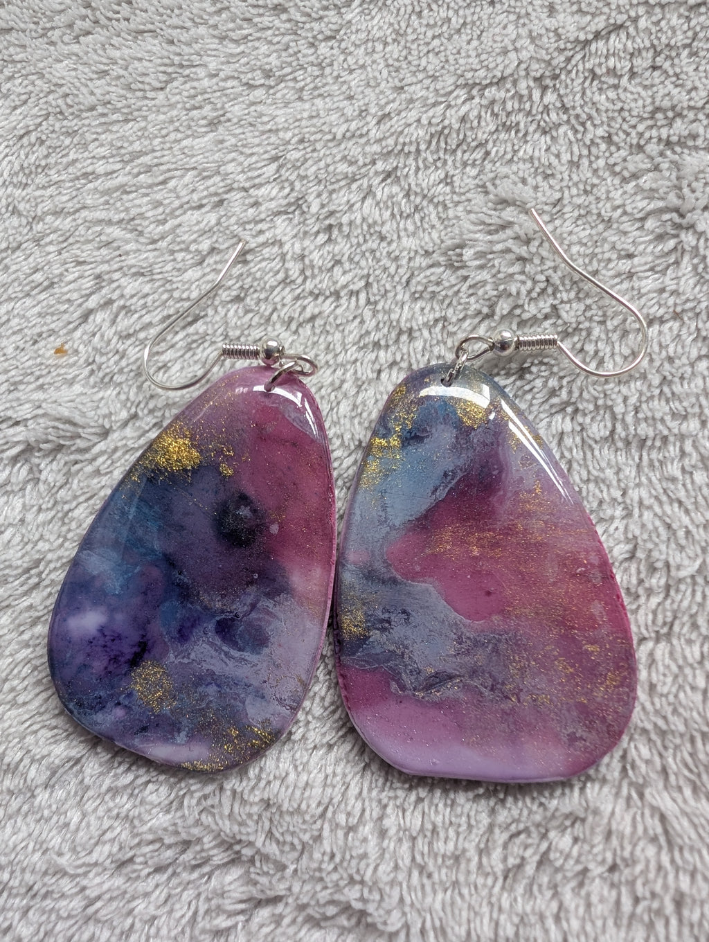 Space and Time Galaxy Earrings - Polymer Clay & Alcohol Ink