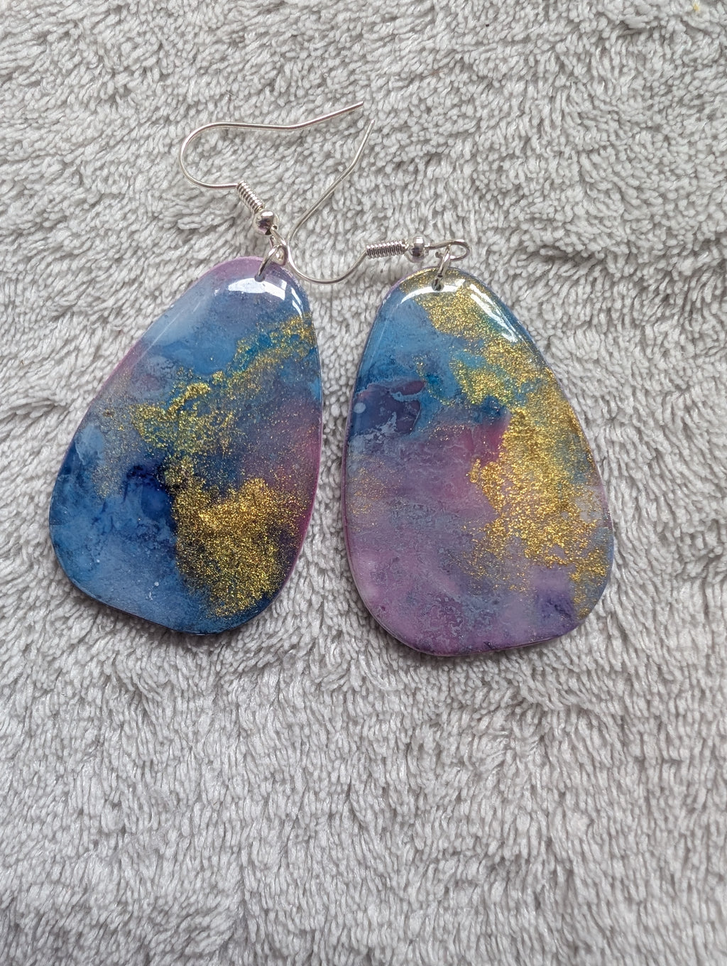Space and Time Galaxy Earrings - Polymer Clay & Alcohol Ink
