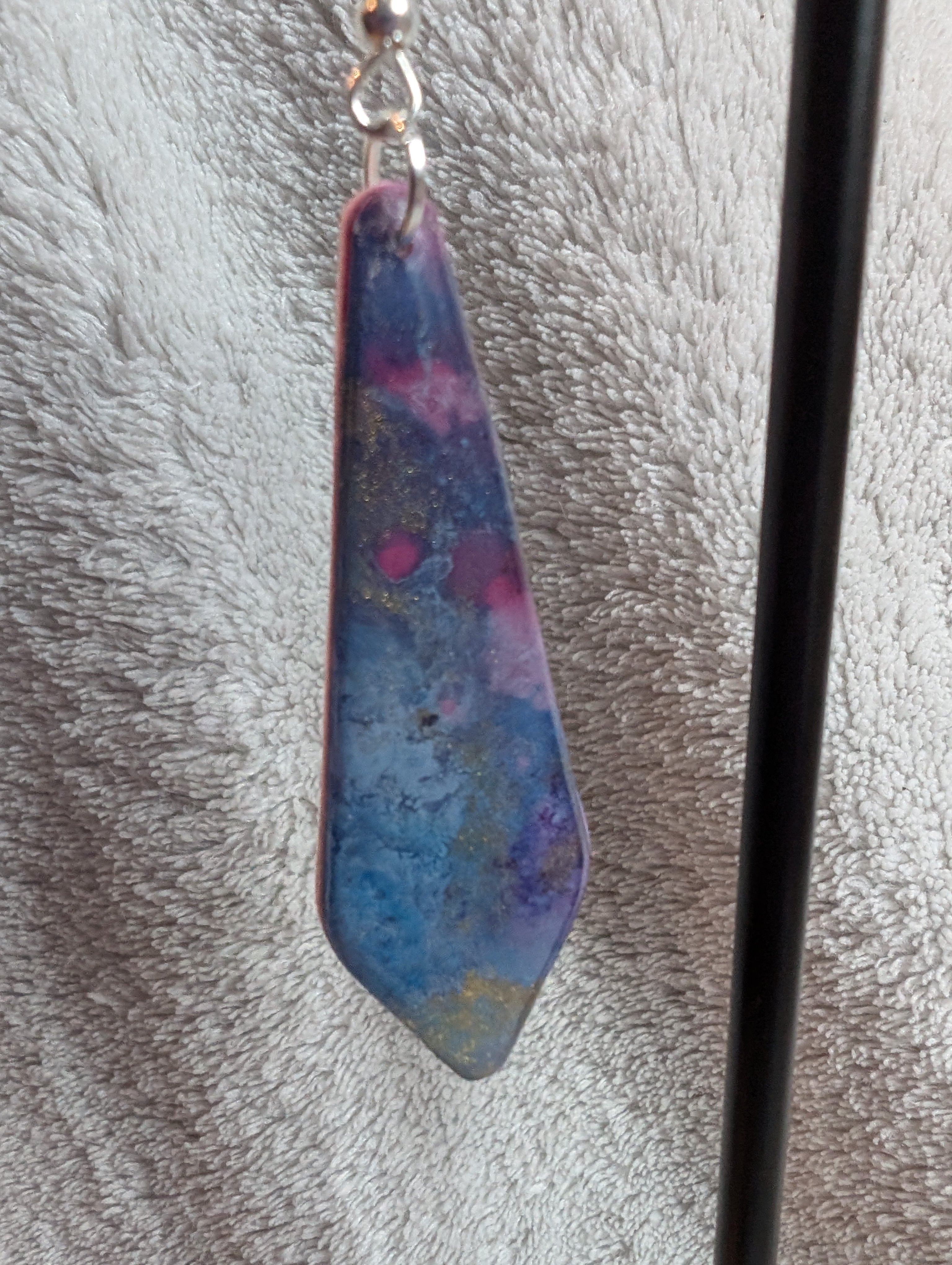 Space and Time Galaxy Earrings - Polymer Clay & Alcohol Ink