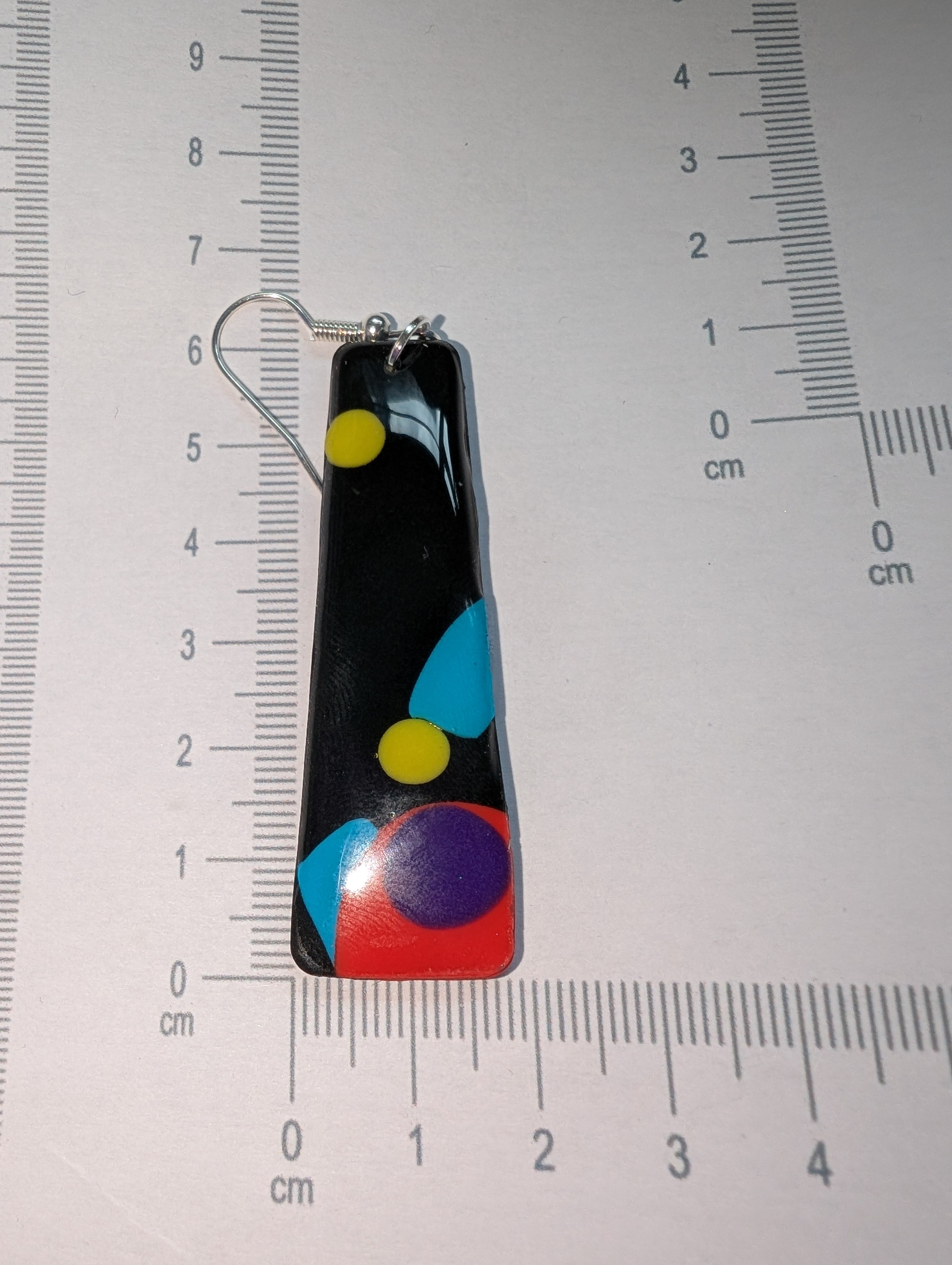 80s Music TV Inspired Earrings - Bold Geometric Pattern with Epoxy Resin