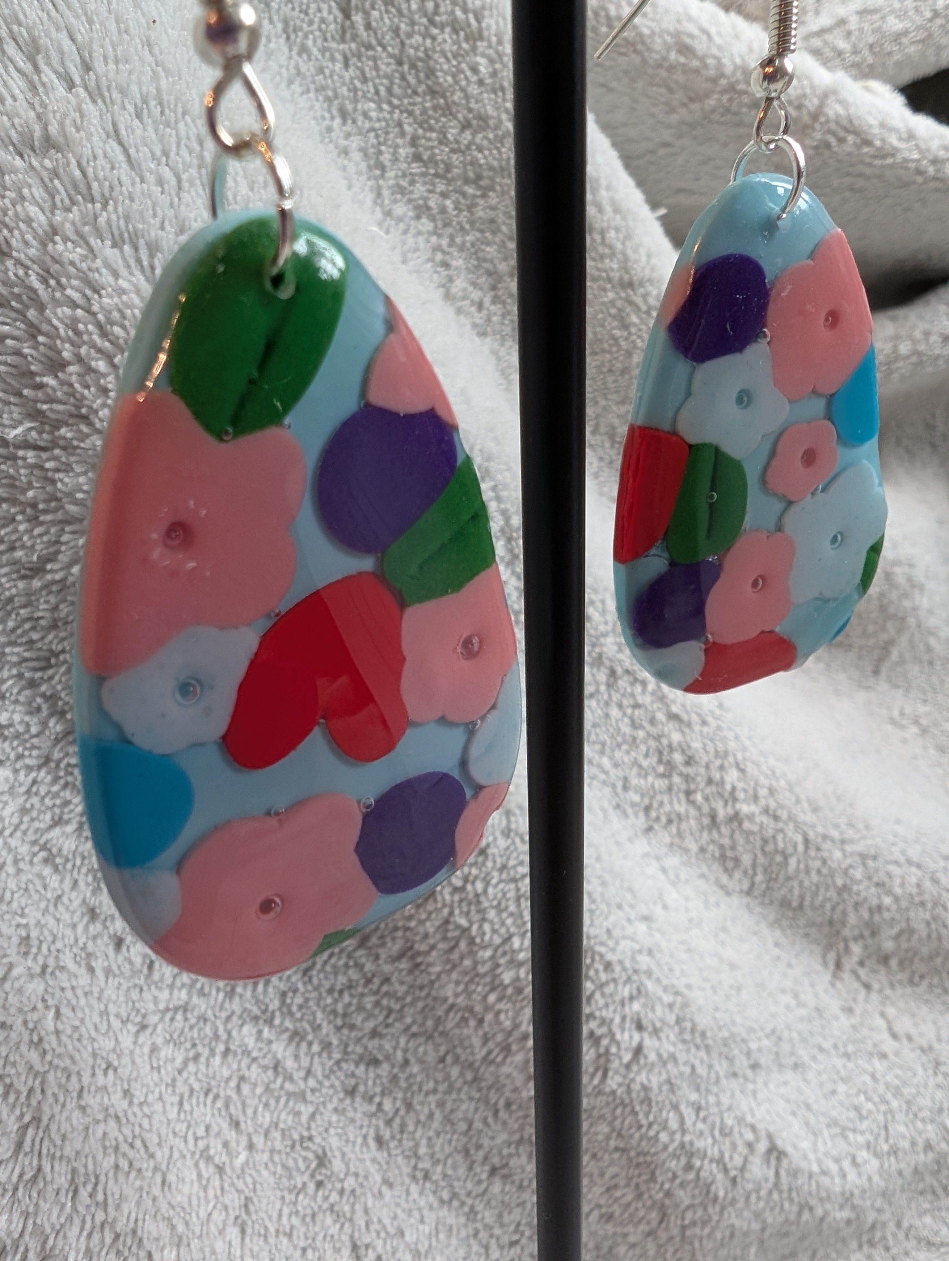 60s Style Flower Power Earrings - Handcrafted with Epoxy Resin