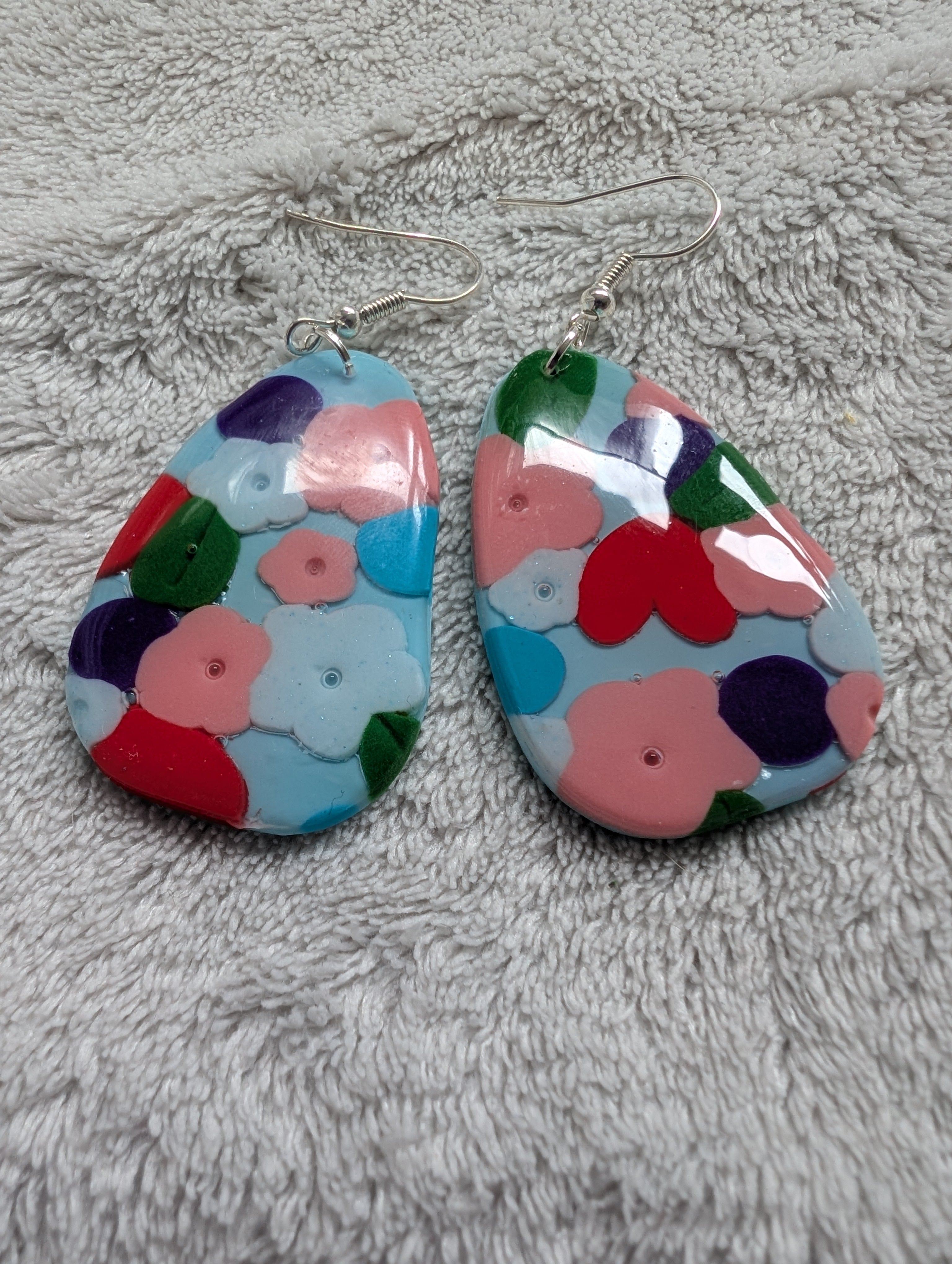 60s Style Flower Power Earrings - Handcrafted with Epoxy Resin