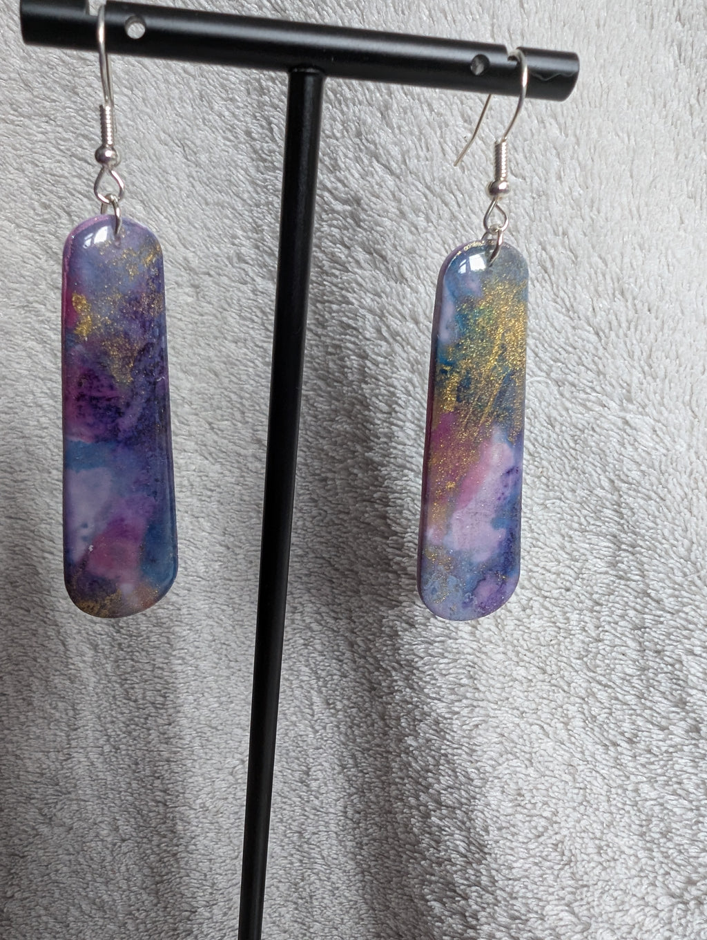 Space and Time Galaxy Earrings - Polymer Clay & Alcohol Ink