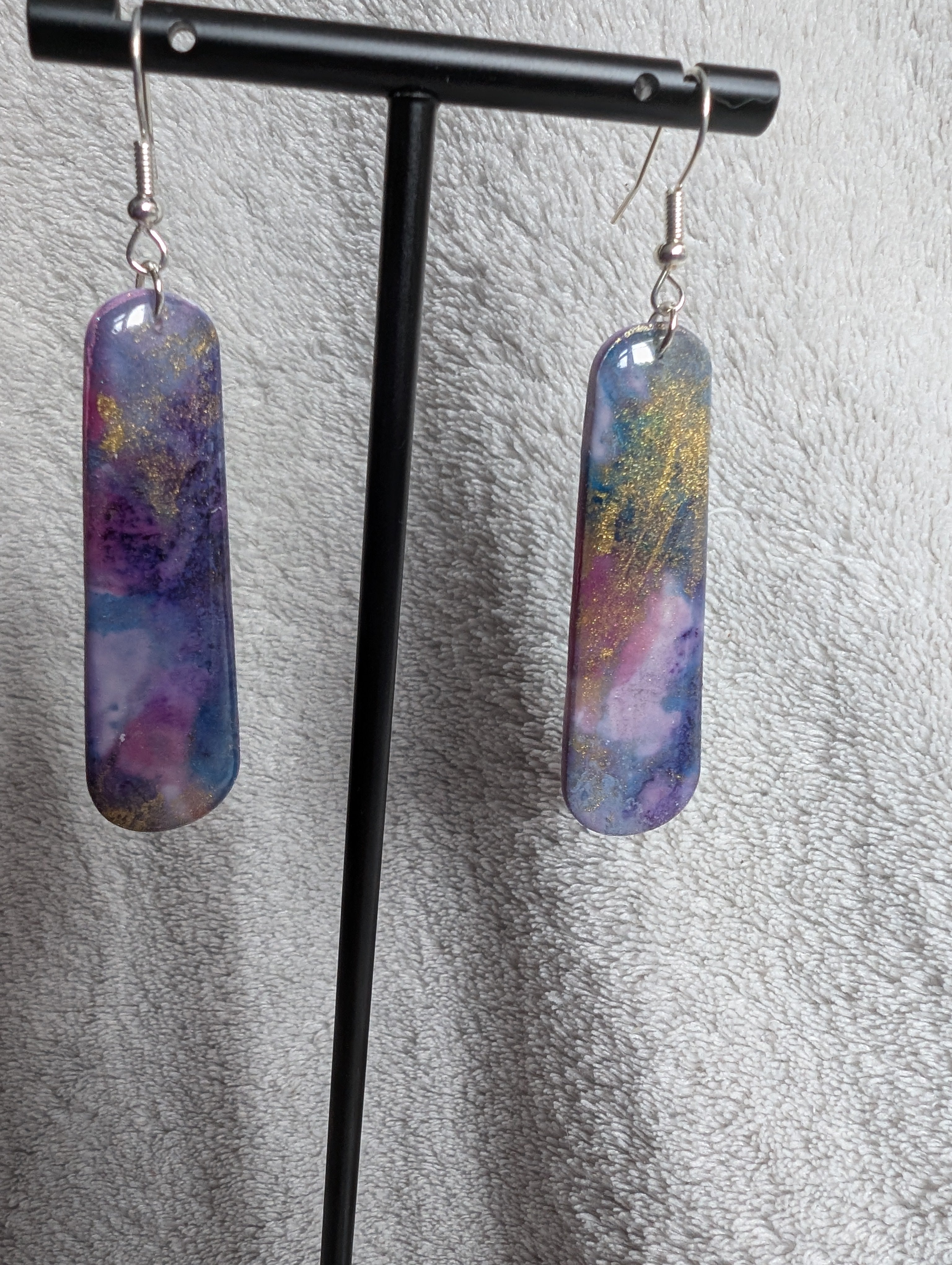 Space and Time Galaxy Earrings - Polymer Clay & Alcohol Ink