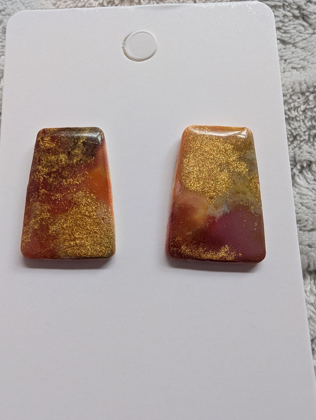 Cosmic Autumn Stud Earrings - Polymer Clay & Alcohol Ink